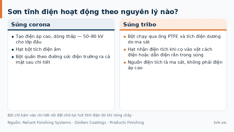 Hai cách tích điện cho bột sơn tĩnh điện bằng súng corona và súng tribo trước khi phun