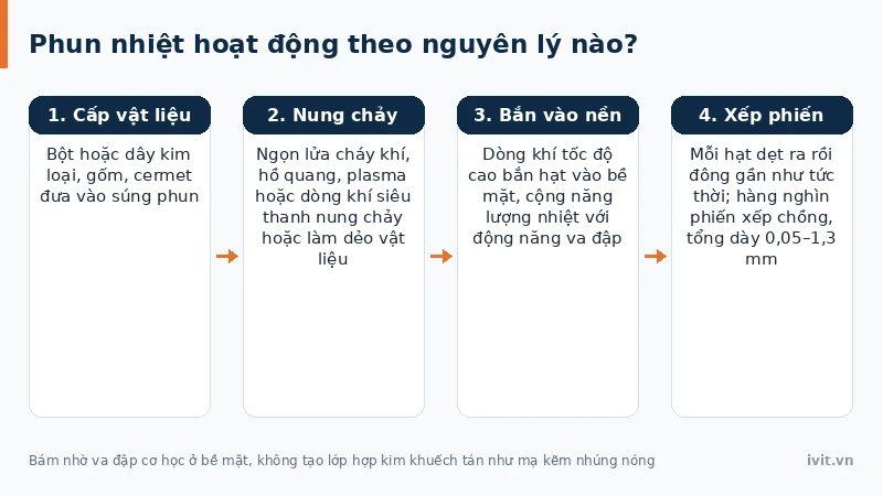 Súng phun nhiệt bắn hạt kim loại nóng chảy lên bề mặt chi tiết cơ khí
