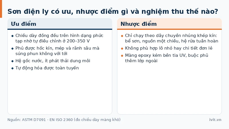Hai thẻ ưu và nhược điểm của sơn điện ly trên chi tiết kim loại hình dạng phức tạp
