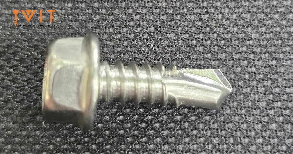 Vít bimetal thân inox 304 đầu lục giác với mũi thép carbon tự khoan
